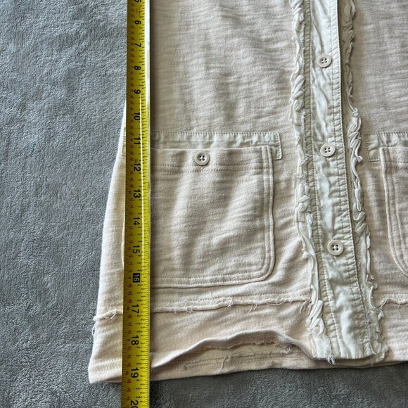 Eddie Bauer Oatmeal Ruffle & Raw Edging Button Down Cardigan Top - Picture 10 of 11